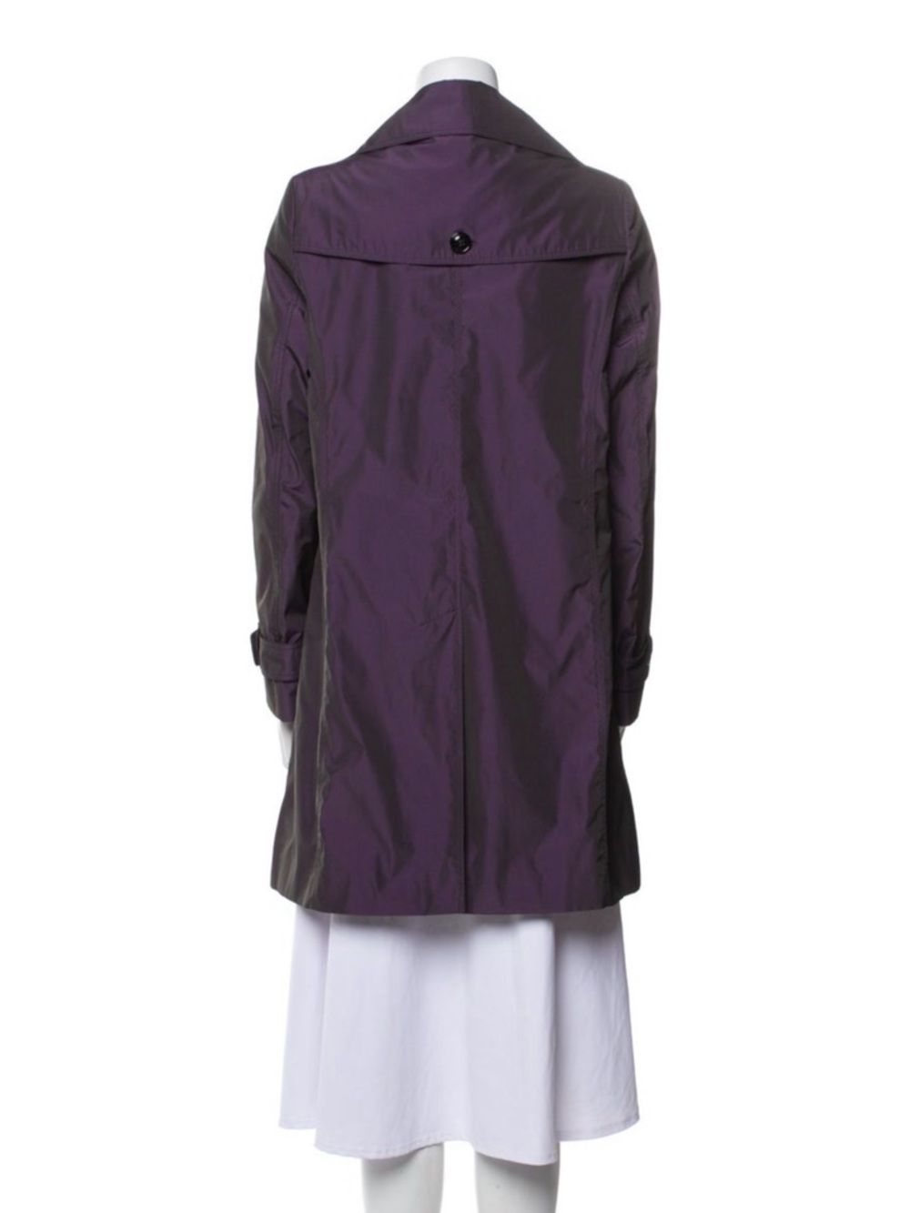 Burberry Purple Trench Coat with Plaid Lining - Picture 3 of 10